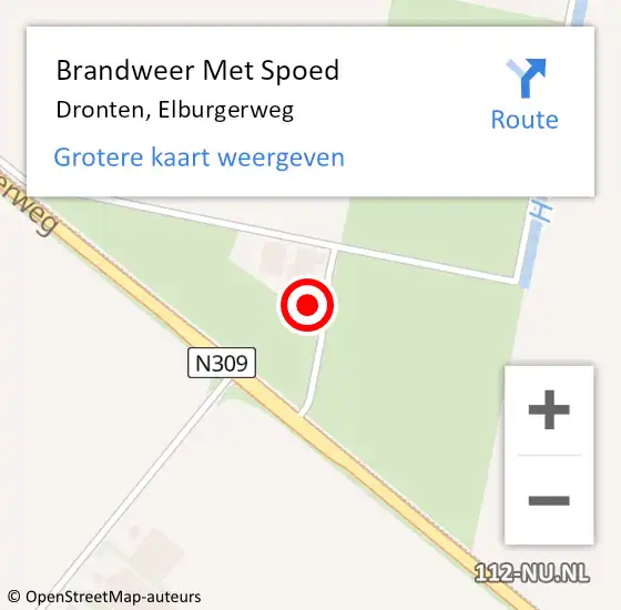 Locatie op kaart van de 112 melding: Brandweer Met Spoed Naar Dronten, Elburgerweg op 24 augustus 2024 19:22