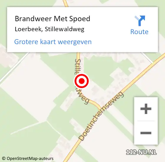 Locatie op kaart van de 112 melding: Brandweer Met Spoed Naar Loerbeek, Stillewaldweg op 24 augustus 2024 19:24