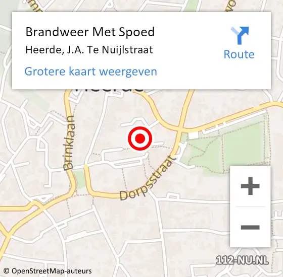 Locatie op kaart van de 112 melding: Brandweer Met Spoed Naar Heerde, J.A. Te Nuijlstraat op 24 augustus 2024 19:28