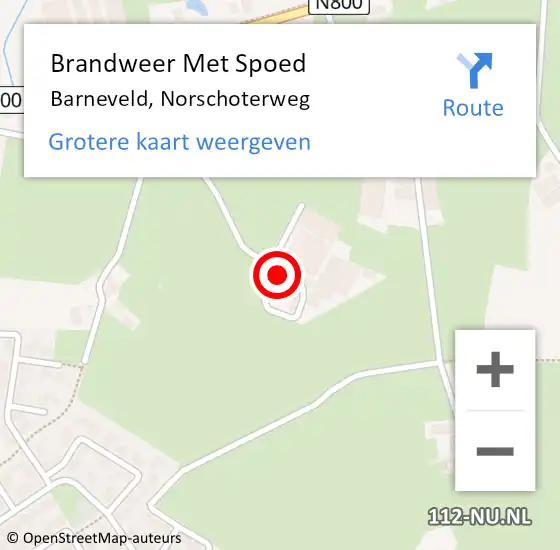 Locatie op kaart van de 112 melding: Brandweer Met Spoed Naar Barneveld, Norschoterweg op 24 augustus 2024 19:28