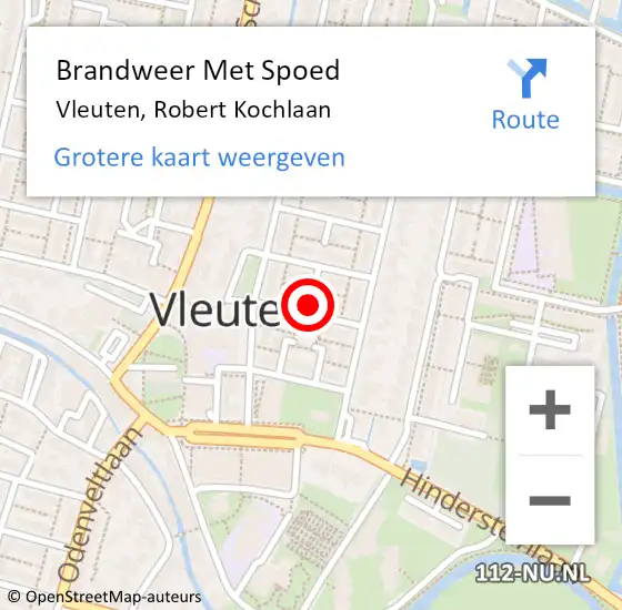 Locatie op kaart van de 112 melding: Brandweer Met Spoed Naar Vleuten, Robert Kochlaan op 24 augustus 2024 19:29