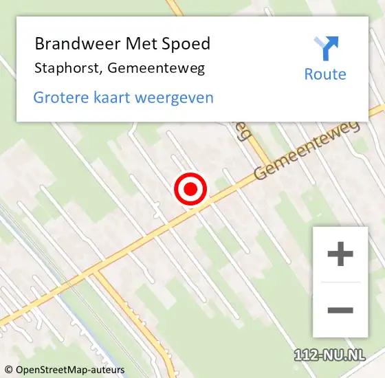 Locatie op kaart van de 112 melding: Brandweer Met Spoed Naar Staphorst, Gemeenteweg op 24 augustus 2024 19:31