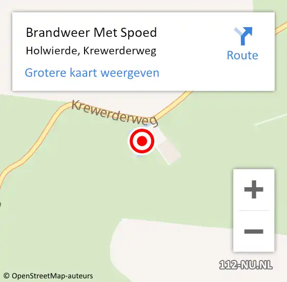 Locatie op kaart van de 112 melding: Brandweer Met Spoed Naar Holwierde, Krewerderweg op 24 augustus 2024 19:31