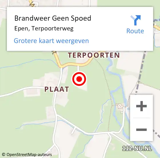 Locatie op kaart van de 112 melding: Brandweer Geen Spoed Naar Epen, Terpoorterweg op 24 augustus 2024 19:35