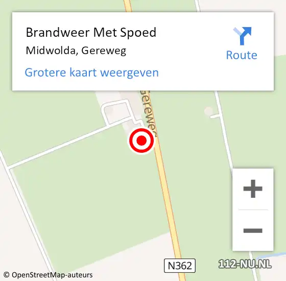 Locatie op kaart van de 112 melding: Brandweer Met Spoed Naar Midwolda, Gereweg op 24 augustus 2024 19:38