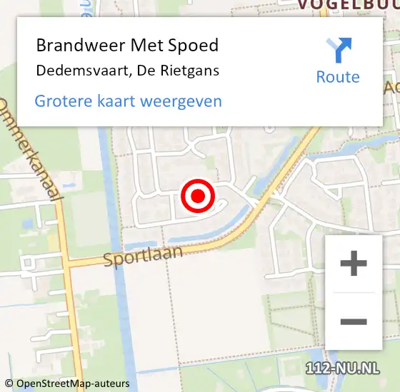 Locatie op kaart van de 112 melding: Brandweer Met Spoed Naar Dedemsvaart, De Rietgans op 24 augustus 2024 19:39