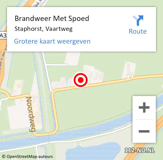 Locatie op kaart van de 112 melding: Brandweer Met Spoed Naar Staphorst, Vaartweg op 24 augustus 2024 19:40