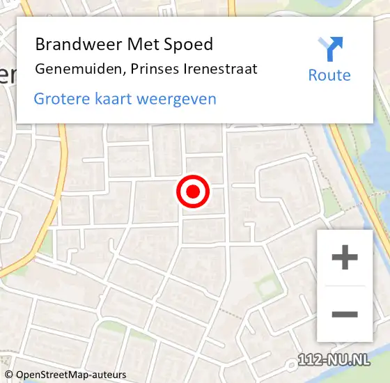 Locatie op kaart van de 112 melding: Brandweer Met Spoed Naar Genemuiden, Prinses Irenestraat op 24 augustus 2024 19:42