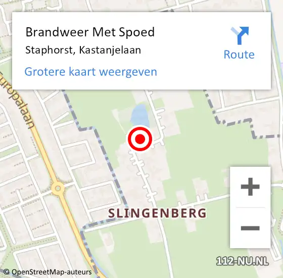 Locatie op kaart van de 112 melding: Brandweer Met Spoed Naar Staphorst, Kastanjelaan op 24 augustus 2024 19:44