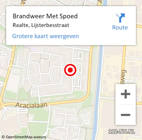 Locatie op kaart van de 112 melding: Brandweer Met Spoed Naar Raalte, Lijsterbesstraat op 24 augustus 2024 19:44