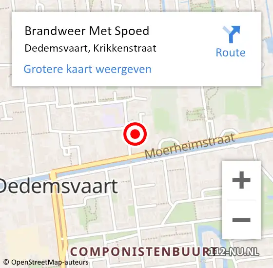 Locatie op kaart van de 112 melding: Brandweer Met Spoed Naar Dedemsvaart, Krikkenstraat op 24 augustus 2024 19:44