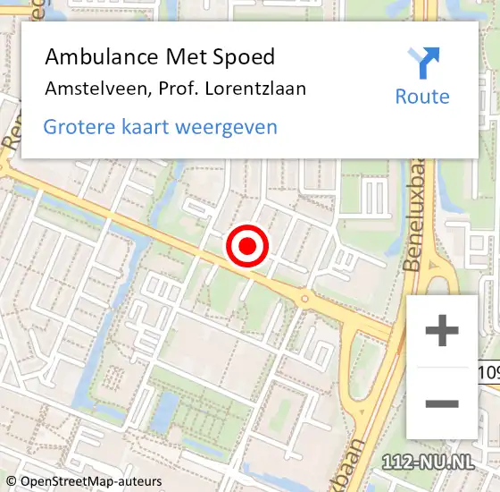 Locatie op kaart van de 112 melding: Ambulance Met Spoed Naar Amstelveen, Prof. Lorentzlaan op 24 augustus 2024 19:45