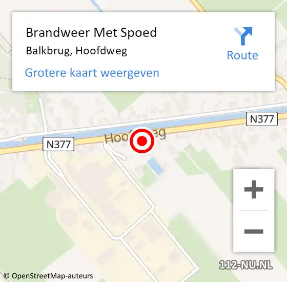 Locatie op kaart van de 112 melding: Brandweer Met Spoed Naar Balkbrug, Hoofdweg op 24 augustus 2024 19:46