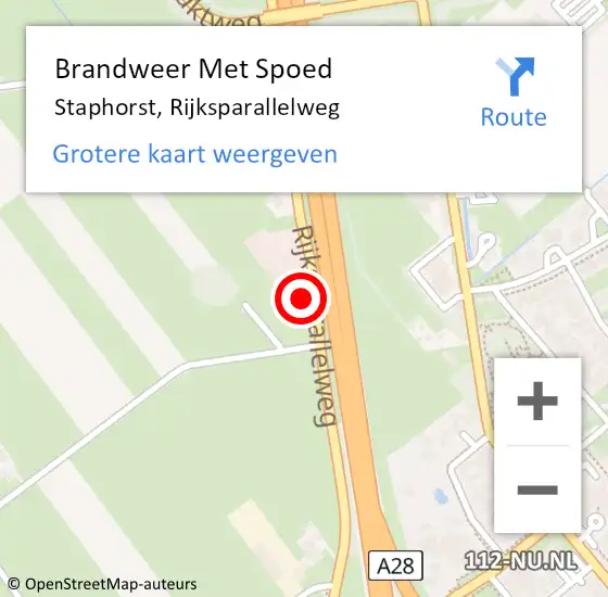 Locatie op kaart van de 112 melding: Brandweer Met Spoed Naar Staphorst, Rijksparallelweg op 24 augustus 2024 19:46