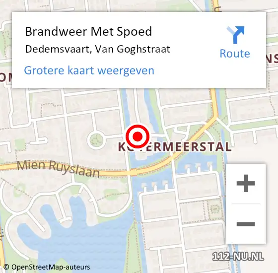 Locatie op kaart van de 112 melding: Brandweer Met Spoed Naar Dedemsvaart, Van Goghstraat op 24 augustus 2024 19:48