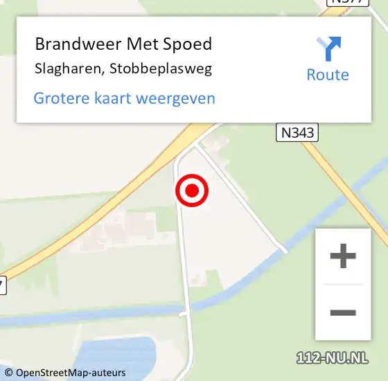 Locatie op kaart van de 112 melding: Brandweer Met Spoed Naar Slagharen, Stobbeplasweg op 24 augustus 2024 19:48