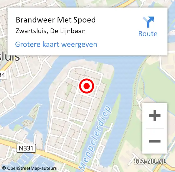 Locatie op kaart van de 112 melding: Brandweer Met Spoed Naar Zwartsluis, De Lijnbaan op 24 augustus 2024 19:49