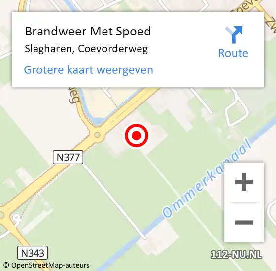 Locatie op kaart van de 112 melding: Brandweer Met Spoed Naar Slagharen, Coevorderweg op 24 augustus 2024 19:50