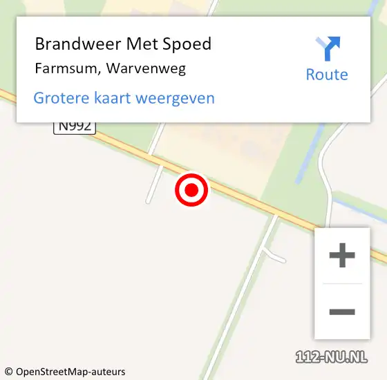 Locatie op kaart van de 112 melding: Brandweer Met Spoed Naar Farmsum, Warvenweg op 24 augustus 2024 19:54