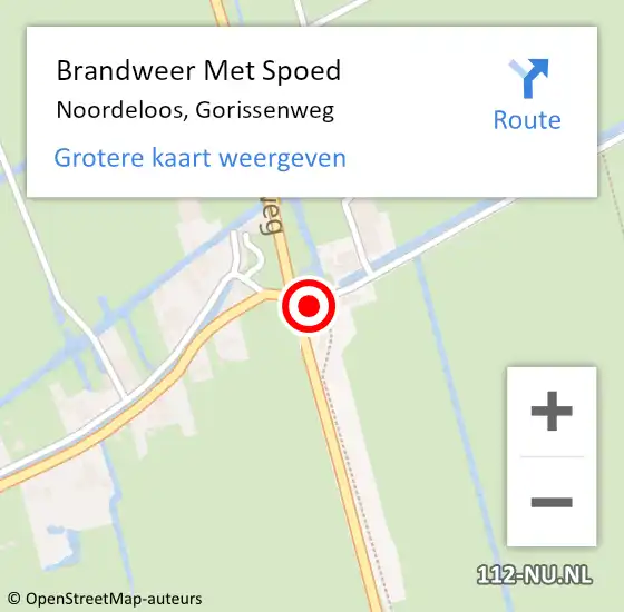 Locatie op kaart van de 112 melding: Brandweer Met Spoed Naar Noordeloos, Gorissenweg op 24 augustus 2024 19:55