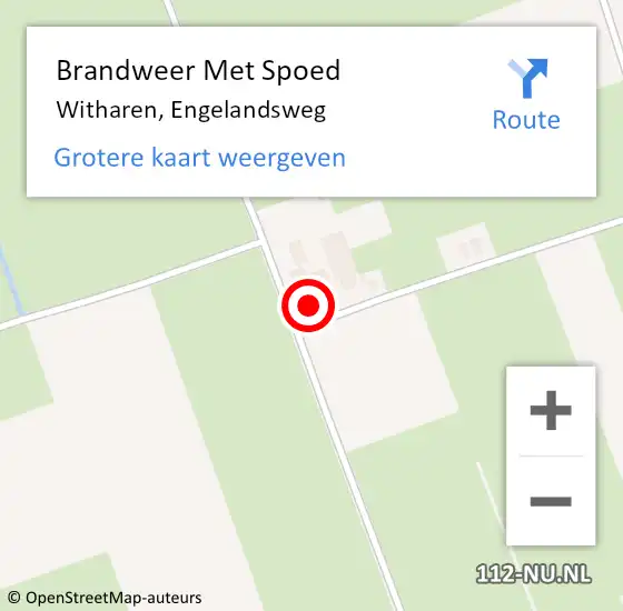 Locatie op kaart van de 112 melding: Brandweer Met Spoed Naar Witharen, Engelandsweg op 24 augustus 2024 19:56