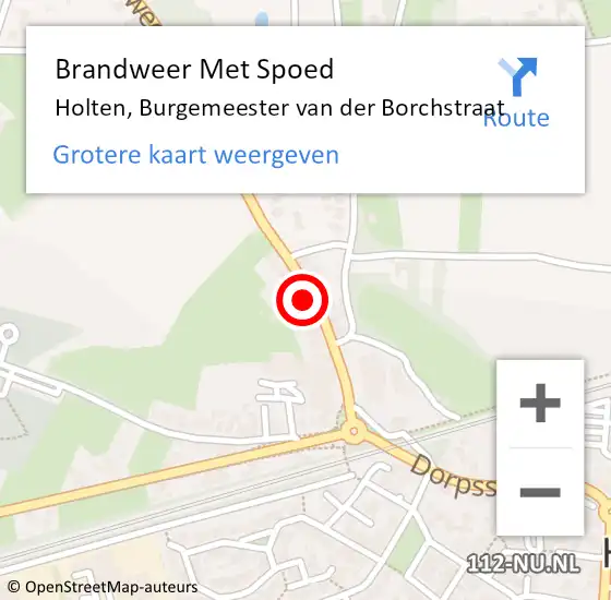 Locatie op kaart van de 112 melding: Brandweer Met Spoed Naar Holten, Burgemeester van der Borchstraat op 24 augustus 2024 19:57