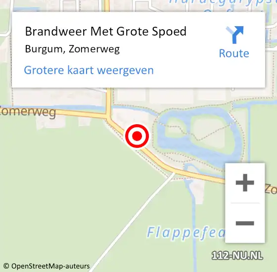 Locatie op kaart van de 112 melding: Brandweer Met Grote Spoed Naar Burgum, Zomerweg op 24 augustus 2024 19:59