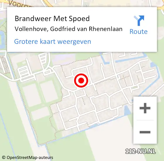 Locatie op kaart van de 112 melding: Brandweer Met Spoed Naar Vollenhove, Godfried van Rhenenlaan op 24 augustus 2024 20:00