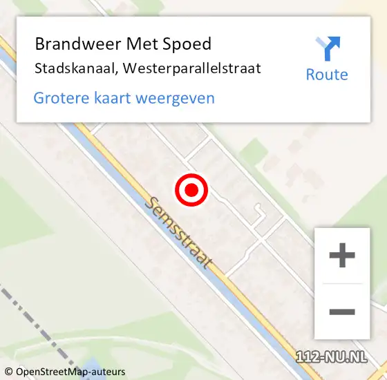 Locatie op kaart van de 112 melding: Brandweer Met Spoed Naar Stadskanaal, Westerparallelstraat op 24 augustus 2024 20:02