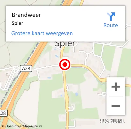 Locatie op kaart van de 112 melding: Brandweer Spier op 24 augustus 2024 20:10