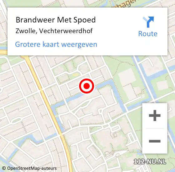 Locatie op kaart van de 112 melding: Brandweer Met Spoed Naar Zwolle, Vechterweerdhof op 24 augustus 2024 20:15