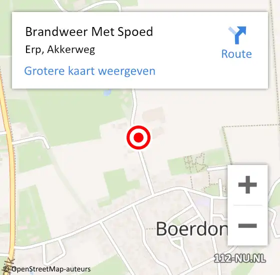 Locatie op kaart van de 112 melding: Brandweer Met Spoed Naar Erp, Akkerweg op 24 augustus 2024 20:19