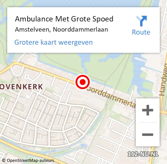 Locatie op kaart van de 112 melding: Ambulance Met Grote Spoed Naar Amstelveen, Noorddammerlaan op 24 augustus 2024 20:22