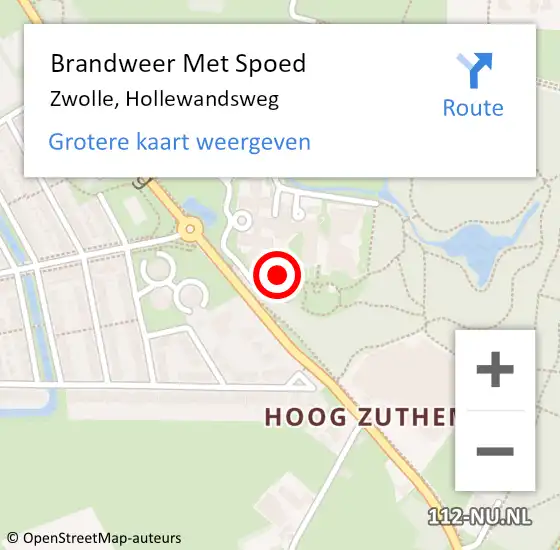 Locatie op kaart van de 112 melding: Brandweer Met Spoed Naar Zwolle, Hollewandsweg op 24 augustus 2024 20:24