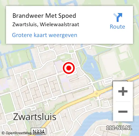 Locatie op kaart van de 112 melding: Brandweer Met Spoed Naar Zwartsluis, Wielewaalstraat op 24 augustus 2024 20:25