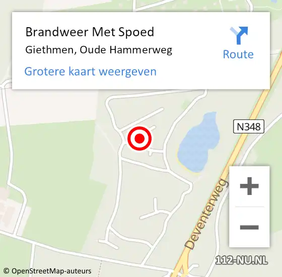 Locatie op kaart van de 112 melding: Brandweer Met Spoed Naar Giethmen, Oude Hammerweg op 24 augustus 2024 20:28