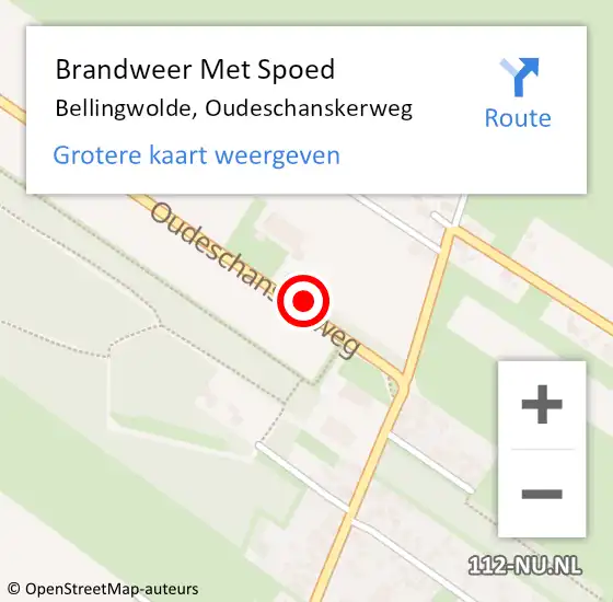 Locatie op kaart van de 112 melding: Brandweer Met Spoed Naar Bellingwolde, Oudeschanskerweg op 24 augustus 2024 20:31