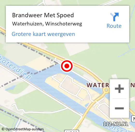 Locatie op kaart van de 112 melding: Brandweer Met Spoed Naar Waterhuizen, Winschoterweg op 24 augustus 2024 20:31