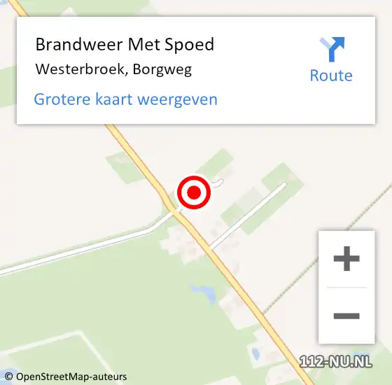 Locatie op kaart van de 112 melding: Brandweer Met Spoed Naar Westerbroek, Borgweg op 24 augustus 2024 20:37