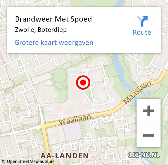 Locatie op kaart van de 112 melding: Brandweer Met Spoed Naar Zwolle, Boterdiep op 24 augustus 2024 20:46