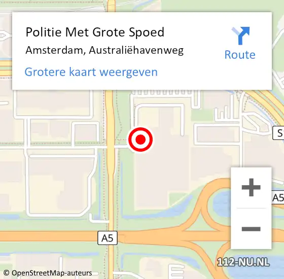 Locatie op kaart van de 112 melding: Politie Met Grote Spoed Naar Amsterdam, Australiëhavenweg op 24 augustus 2024 20:46