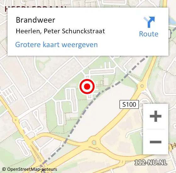 Locatie op kaart van de 112 melding: Brandweer Heerlen, Peter Schunckstraat op 24 augustus 2024 20:49