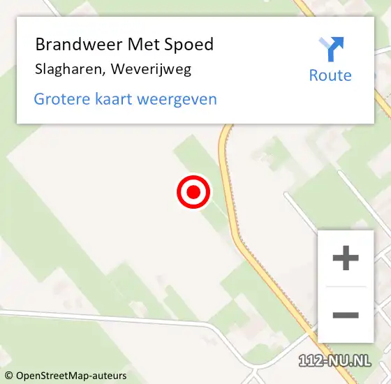 Locatie op kaart van de 112 melding: Brandweer Met Spoed Naar Slagharen, Weverijweg op 24 augustus 2024 21:05