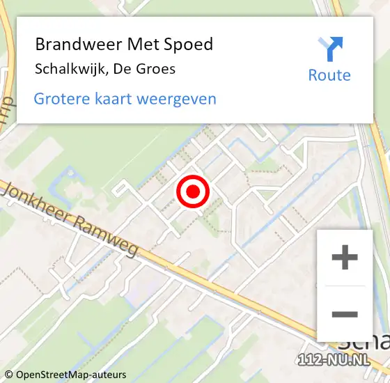 Locatie op kaart van de 112 melding: Brandweer Met Spoed Naar Schalkwijk, De Groes op 24 augustus 2024 21:11