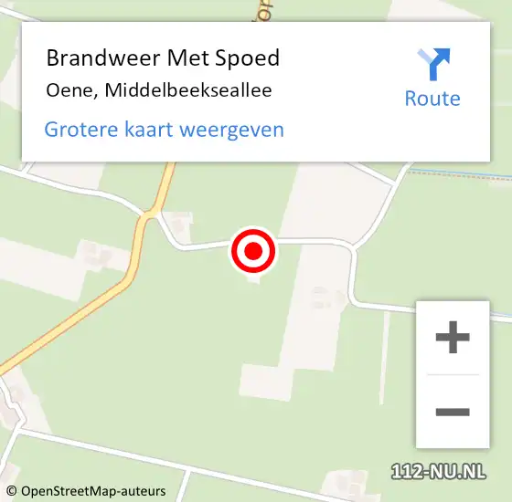 Locatie op kaart van de 112 melding: Brandweer Met Spoed Naar Oene, Middelbeekseallee op 24 augustus 2024 21:42