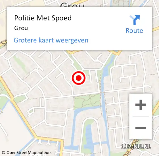 Locatie op kaart van de 112 melding: Politie Met Spoed Naar Grou op 24 augustus 2024 21:46