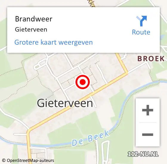 Locatie op kaart van de 112 melding: Brandweer Gieterveen op 24 augustus 2024 21:47