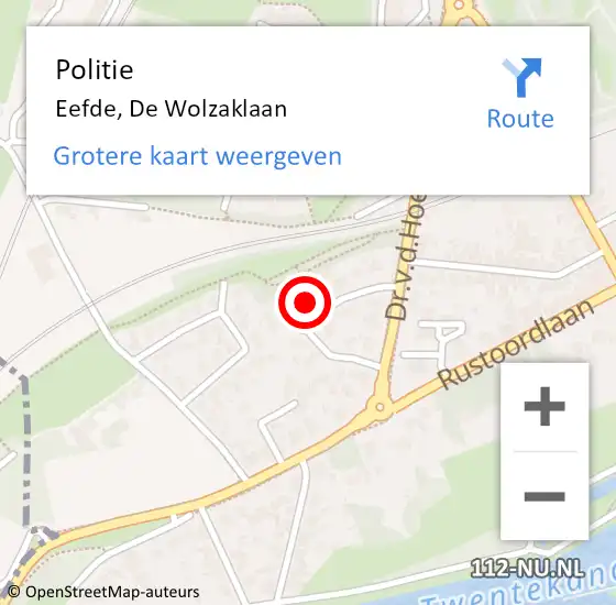 Locatie op kaart van de 112 melding: Politie Eefde, De Wolzaklaan op 24 augustus 2024 21:47