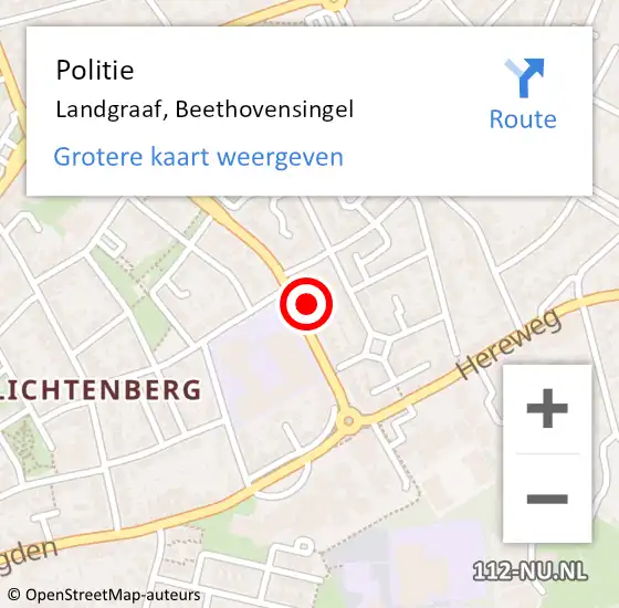 Locatie op kaart van de 112 melding: Politie Landgraaf, Beethovensingel op 24 augustus 2024 22:10