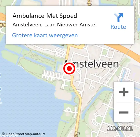 Locatie op kaart van de 112 melding: Ambulance Met Spoed Naar Amstelveen, Laan Nieuwer-Amstel op 24 augustus 2024 22:14